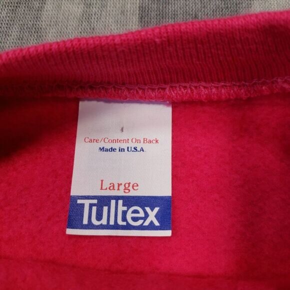 Vintage Tultex Sweatshirt Womens Large Pink Not Fat‎ Fluffly Bunny Print USA - Picture 7 of 13